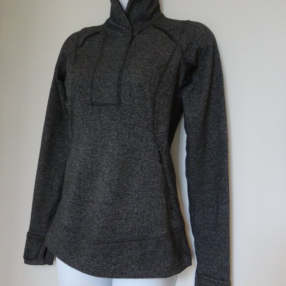 NWT LULULEMON HHBB/BLK Herringbone Black Ultra Soft Think Fast Pullover LS Top 4 - Picture 2 of 7